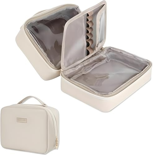 Borsa Per Cosmetici Con Scomparti Borsa Da Toilette Da Donna In Pelle Pu Makeup Cosmetic Clear Bag Borsa Cosmetica Multifunzione Impermeabile Per Il Trucco Da Donna e Da Uomo - Borsa Da Toilette