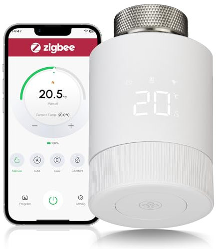 Beok Smart Heizkörperthermostat Zigbee Heizungsthermostat Raumthermostat Digital Benötigt Tuya Gateway Thermostat Heizung Heizkörper Thermostatkopf, Steuerung per Tuya App, Google Assistant TRV-804ZB