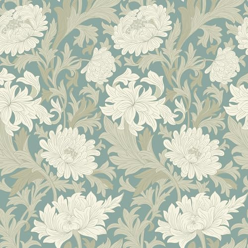 VEELIKE Tapet blommor blå blomma tapet vintage fototapet blommor anemon mönstertapet 44,5 cm x 300 cm självhäftande tapet vintage möbelfolie mönster väggtapet sovrum vardagsrum avtagbar