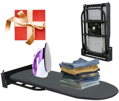 Planche à Repasser Murale, 92 x 32 cm Table Repasser Pliante avec Support Mural, Rotative à 180°, Table a Repasser Pliable avec Housse Résistante à la Chaleur, Gain de Place