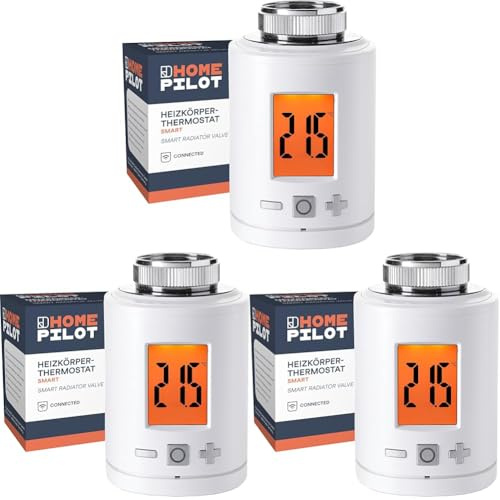 HOMEPILOT Heizkörper-Thermostat smart, Smart-Home Heizungsthermostat digital mit Funk zum Energiesparen - Heizungssteuerung (App, Siri, Amazon Alexa & Google Assistant) via Gateway möglich