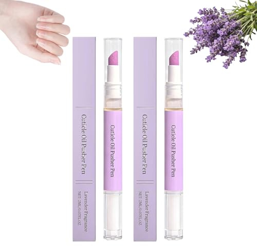 Empujador de cutículas 2.0, 2 en 1, lápiz de aceite para cutículas, quitacutículas, punta de cerámica, cuidado para reparar uñas secas y dañadas, exfoliación suave (2 unidades)