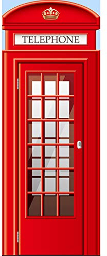 3D Door Mural Telephone Office Art Door Stickers for Interior Doors, Bedroom Living Room Bathroom House Decoration 77 x 200 CM