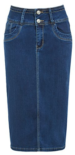 SS7 New Denim Pencil Skirt Womens Tube Skirt Stretch, 16, Indigo