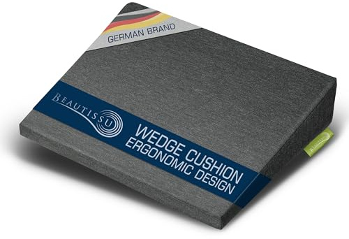 Beautissu Coussin de Chaise en Mousse BeauErgo – Coussin Ergonomique avec Fermeture Éclair, Housse Déhoussable & Lavable – Coussin Cale Confortable & Indéformable Bureau Voiture – 37x33,5 cm Anthracit