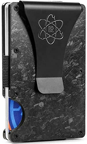 ROSSM Geldbörse mit RFID-Schutz - Kartenetui Herren aus Kohlefaser und Metall mit Geldklammer und Gummiband - RFID Geldbeutel Herren- Slim Wallet for Men