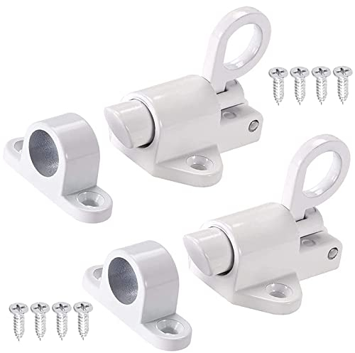 WiDream 2 Stücke Türriegel, Automatische Verriegelung mit Schraube, Türschloss Fenster Tor Sicherheit, für Fenster, Holztüren, Schranktüren, Balkontüren (Weiß)