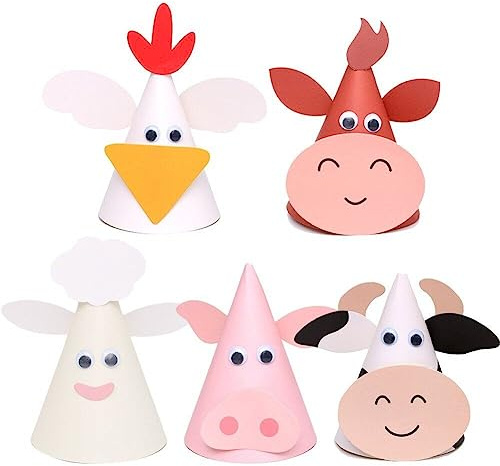 Farm Theme Cake Decor Party Decor Animal Chicken Cows Pig Paper Hat Boy Girl Birthday Hat Thanksgiving Supplies