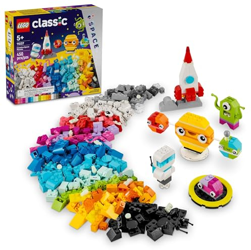 LEGO Classic Creative Space Planets Building Toys Set - Space Toys for Kids, Boys & Girls, Ages 5+ - Includes Alien, Rocket Ship, & Glow in The Dark Bricks - Birthday Gift Idea - 11037