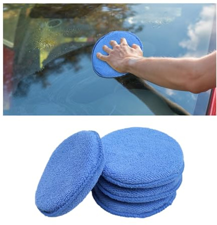 Ziciner Paquete de 4 almohadillas aplicadoras de microfibra para coche, almohadillas de pulido y limpieza de espuma de cera de coche, aplicador de brillo de neumáticos, esponja de lavado ultra suave