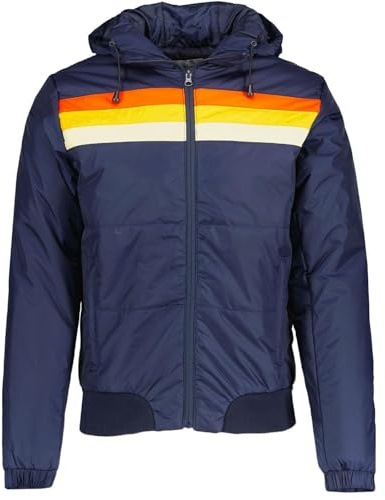 Madcap England Men's Retro 70s 80s 1970s 1980s Vintage Style Padded Hooded Zip Fasten Ski Jacket Anorak Edge II MC336B (UK, Alpha, M, Regular, Regular, Navy Blazer)