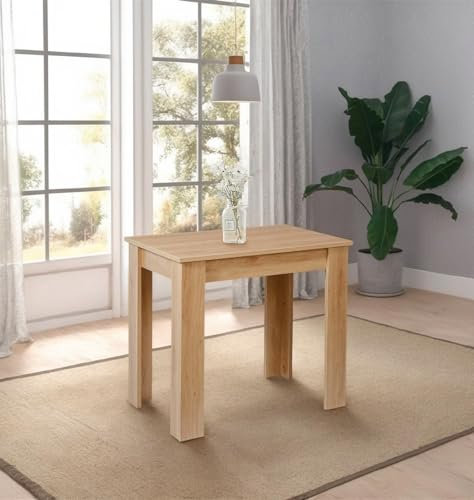 Hallowood Furniture Newquay Oak Fixed Top Small Dining Table, Rectangular Wooden Small Table for Home, Kitchen or Restaurant, Light Oak Desk for Laptop, Office or Study Room (80cm)