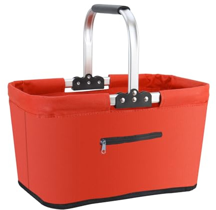 Einkaufskorb Faltbar 25L,Leicht Einkaufskorb Klein mit Gepolsterte Griffe Und ReißVerschlusstasche,Strapazierfähig Robust Einkaufstasche Klappbar,Picknickkorb für Einkäufe,Aufbewahrung Platzsparend
