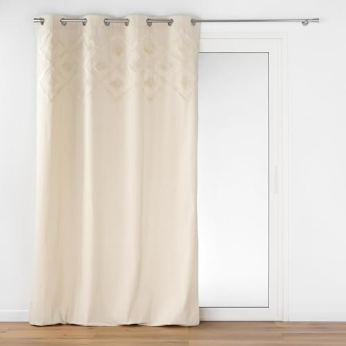Douceur d'Intérieur Suave Interior, Cortina con Ojales (140 x 240 cm) Inca, Algodón y Poliéster con Top Tufté, Natural