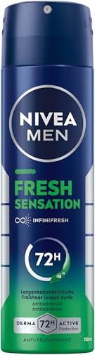 NIVEA MEN Fresh Sensation Deo Spray, Deodorant mit 72h Anti-Transpirant-Schutz gegen Schweiß und Geruch, Deospray mit antibakterieller Wirkung und frischem Duft (150 ml)