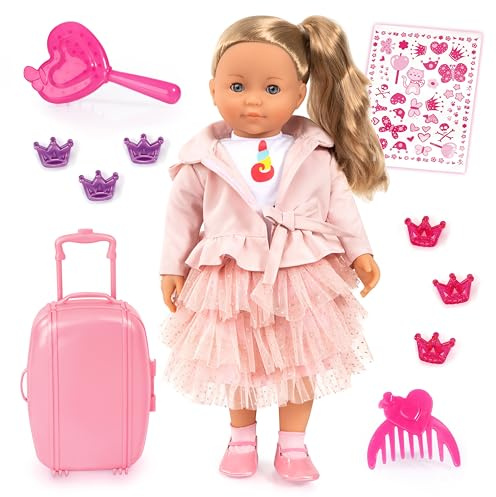 Bayer Design 94637AO Charlene Interactive Doll with Hair, Speaking Polish, Functional Doll Soft Body Sleeping Eyes Accessories 46 cm