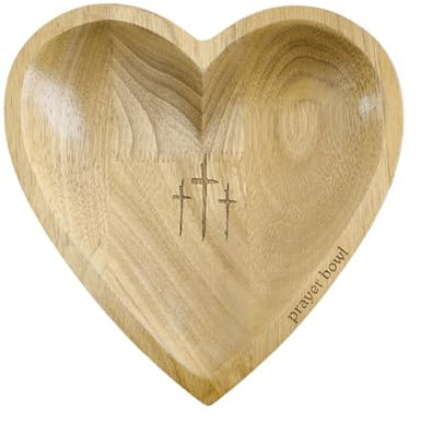 ARVALOLET Ciotola per preghiera a forma di cuore, in legno, realizzata a mano, con 12 biglietti di preghiera, a forma di cuore, regalo di Natale religioso per donne e uomini