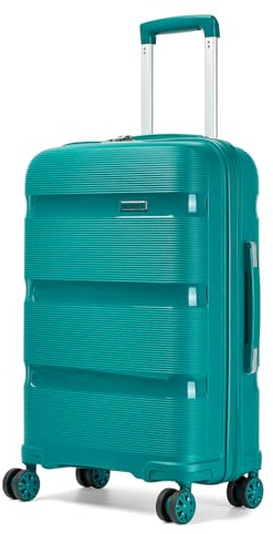 Kono Valise Moyenne 65cm Valise Rigide en Polypropylène Bagage Cabine avec 4 roulettes Serrure à Combinaison TSA (Bleu Vert)