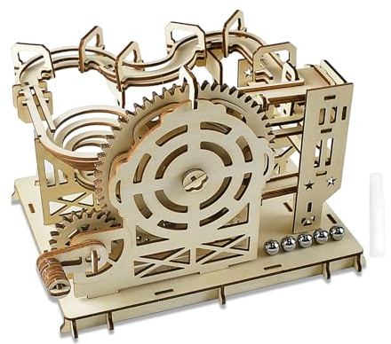 Puzzle 3D de madera con pista de canicas, pista de bolas de madera, rompecabezas 3D, pista de canicas, juego de construcción de madera para niños a partir de 10 años