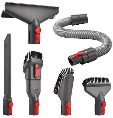6 Stück Aufsatz für Dyson Staubsauger V7 V8 V10 SV10 V11 SV11 und V15, Bürste Ersatzteile für Dyson Zubehör, mit Verlängerungs-Schlauch Düse Set, zur Reinigung von Fugen Ecken und Sofas