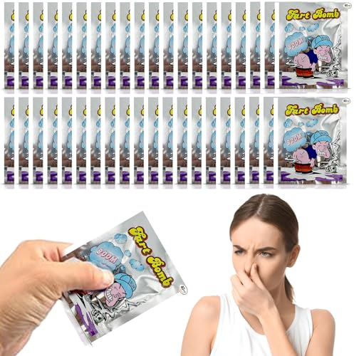 OIXEYA 40 Piezas Stinkbomben, Bombas Fetidas Super Potentes, Bombas de Pedos, Maloliente Pedo Bolsa, Adecuados para Diversas Ocasiones como Halloween,Fiestas y Navidad