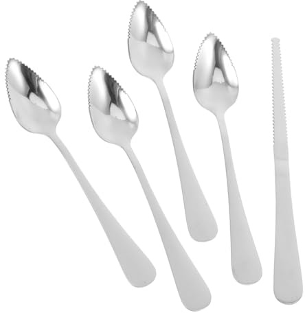 FUNNETOYU Corte De Frutas Con Dentados Cuchara y Cuchillo De Acero Inoxidable Para Pomelo Limón Kiwi Melón Utensilios De Cocina Para Ensaladas De Cítricos