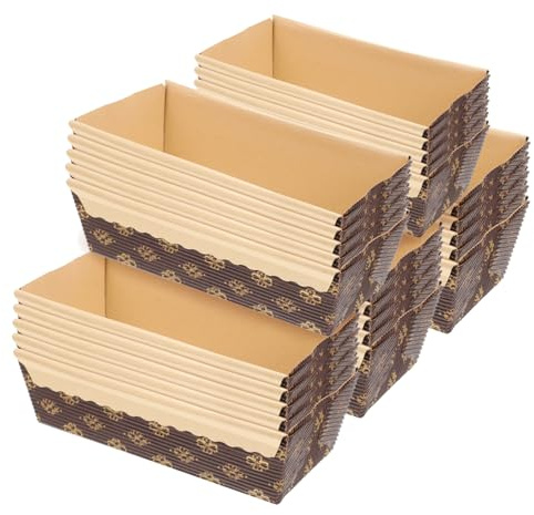 LALADEFIEE Resistentes al Calor Moldes Rectangulares de Papel Desechables 25 para Hornear Pasteles y Pan Prácticos para Eventos y Bodas en Interiores