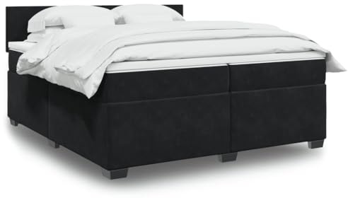 Frdhee Boxspringbett Mit Bettkasten, Boxspringbett mit Matratze Schwarz 200x200 cm Samt Bettrahmen für Matratzes, Schlafzimmer, einfache Montage