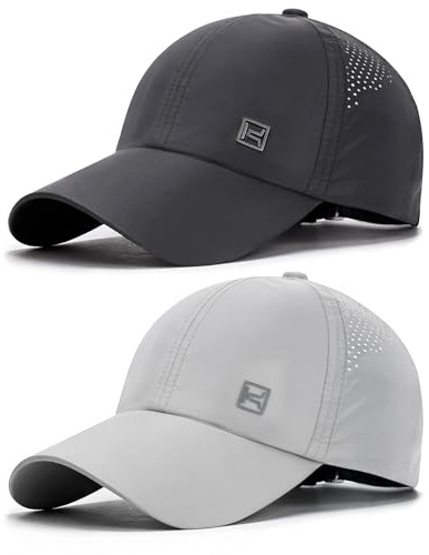 AYPOW Unisexe 2 Paquets Casquette de Baseball Respirante Séchage Rapide, Anti-UV Légère Réglable Pliable Chapeau de Baseball, Hommes et Femmes Chapeaux de Sport pour Running Randonnée Cyclisme Pêche