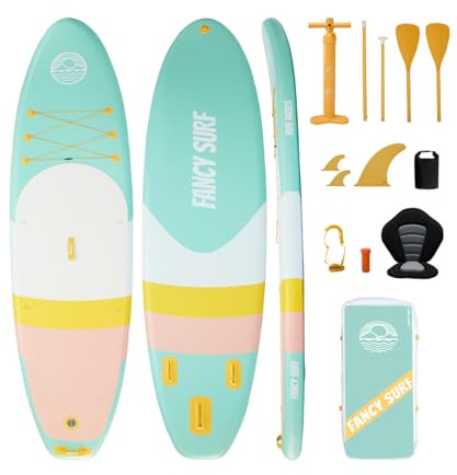 Paddle Gonflable Adulte 351×89 cm, Charge 200 kg Livrée avec Pompe, dérives, Sac à Dos, Accessoires et Pochette téléphone étanche, idéale pour pêche, Yoga et randonnée Aquatique