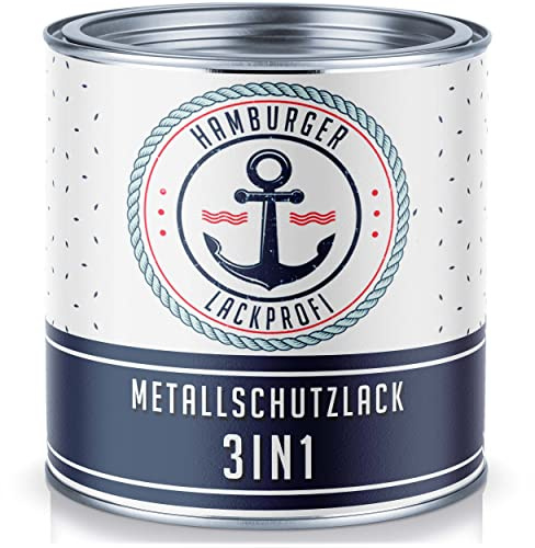 Metallschutzlack 3in1 SEIDENMATT Umbragrau RAL 7022 Grau Metallschutzfarbe 3-in-1 Grundierung, Rostschutz und Deckanstrich in Einem Metalllack Metallfarbe // Hamburger Lack-Profi (1 L)