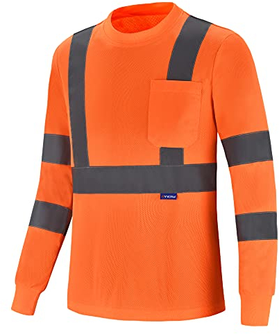 AYKRM T Shirt de Protection de sécurité avec Avertissement Polo Haute visibilité Manches Longues 5 Couleurs