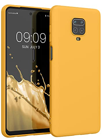 kwmobile Funda para Xiaomi Redmi Note 9S / 9 Pro / 9 Pro MAX Carcasa - Ultrafina de TPU y Silicona con Bordes elevados anticaídas - Amarillo azafrán