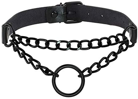 MILAKOO PU Lederhalsband O Ring Halskette mit schwarzer Kette Halsband Halsband