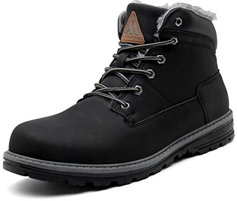 PASTAZA Warme Winterschuhe Herren Damen Winterstiefel Outdoor Winterboots Gefüttert Schneestiefel Dunkles Schwarz 43