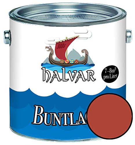 Halvar Buntlack für Holz & Metall GLÄNZEND Rot RAL 3000-3031 Holzfarbe Holzlack Innen & Außen robuster Kunstharzlack Wetterbeständig & perfekter Langzeitschutz (1 L, RAL 3016 Korallenrosa)