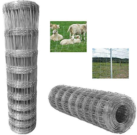 165ft L8/80/15 Wire Stock Fencing Hot Dipped Galvanized Netting 1.8mm Wire Diameter Garden Paddock Boundary Fence Livestock Farm Perimeter Anti-rust Garden Farm Paddock Boundary Silver Metal Mesh