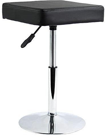 FURWOO Schemel Quadratischer Schreibtischhocker aus PU-Leder höhenverstellbar Drehhocker Thekenhocker Arbeitshocker für Garage Medizin Spa Salon Barbier Kleiner Ladenhocker (schwarz)