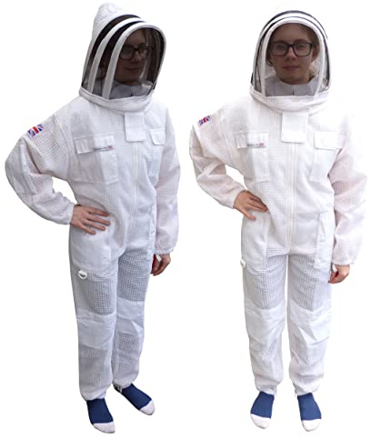 AGS Costume d'apiculteur professionnel à trois couches ultra ventilé pour enfants,Combinaison de protection pour enfants,Costume d'apiculture,Voile capuche,Équipement (taille L)