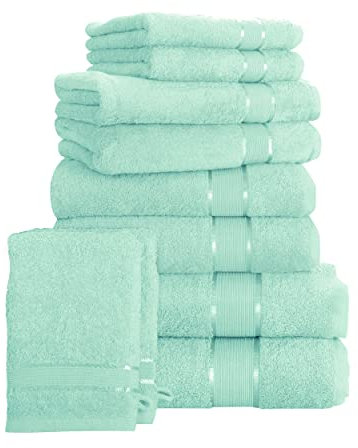Mixibaby 10 TLG. Handtuchset 2X Duschtuch 4X Handtuch 2X Gästetuch 2X Waschlappen, Farbe:Mint, Größe:2 Dusch- 4 Hand- 2 Gästetücher- 2 Waschlappen