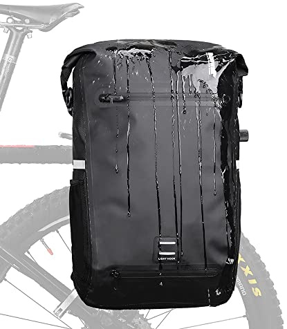 Rhinowalk Bike Pannier Bag 22L Waterproof Bicycle Bag Convertible - 2 in 1 Pannier Backpack Shoulder Bag Laptop Pannier Travel Bag Professional Cycling Accessories-Black＆Green