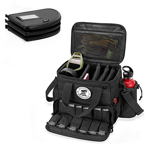 DSLEAF Waffentasche mit 3 Pistolentaschen, Waffentasche mit 12 Magazinfächern und zusätzlichen Taschen für Schießen und Jagen