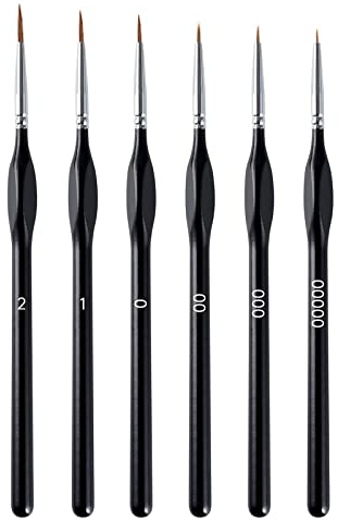 Détail Pinceau,6 Pièces Peinture Pinceaux Acrylique,Pinceau à Détails Fins Kit,Miniatures Ensemble de Mini Pinceaux de Peinture pour Acrylique,Huile,Aquarelle,Nail Art