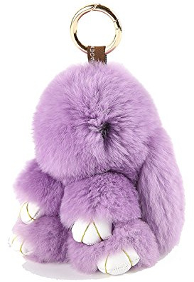 Doux Et Moelleux Lapin Porte - Clés Mignon En Peluche Lapin Porte - Cclés En Peluche Lapin Porte - Clés En Fausse Fourrure Porte - Clés Pompon Porte - Clés Décoration (Violet (18 cm))