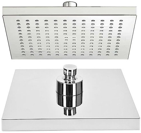 Shower Head - Square Rainfall High Pressure Showers Head - 10” Brass Material Rain Shower - Swiveling Beam Angle Chrome 200mm Large Shower Head