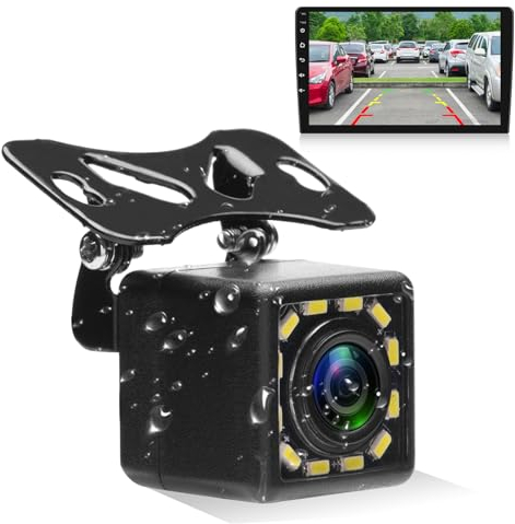 CAMECHO Rückfahrkamera mit 6M Auto Video RCA Verlängerungskabel 12 LED Wasserdicht Stoßfest IR Nachtsicht 170°Weitwinkel Rückfahrkamera für Bus/RV Camper/Truck/Trailer/Van