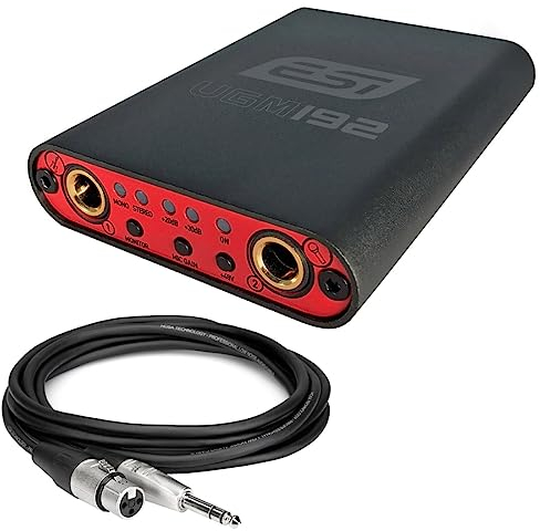 ESI UGM-192 - Tarjeta de Sonido Externa, Interfaz USB Compacta de 2 Canales + Cable Hosa HXS003 XLR a Jack de 1 m