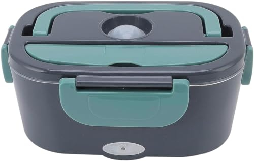 KYMKO Fiambrera Eléctrica Coche y Camión 12V/24V/220V, 1.5L, Acero Inoxidable, Tartera Térmica para Calentar Comida Trabajo, Viajes y Oficina, Incluye Cubiertos, Bolsa de Transporte, Esponja y Toalla