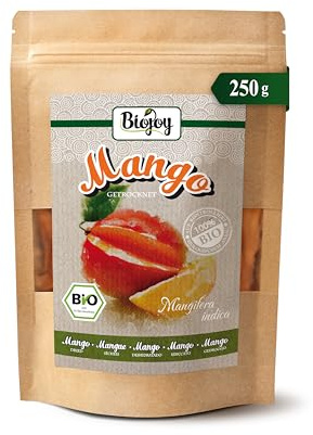 Biojoy BIO Torkad mango, sorten Brooks, naturlig, 250 g | Osvavlad, utan tillsatt socker, från Burkina Faso