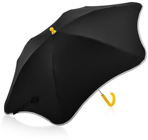 Parapluie noir uni pour enfant pour la pluie, la pluie et le vent avec bande réfléchissante, parapluie d'école et de voyage avec fermeture anti-pincement pour filles et garçons